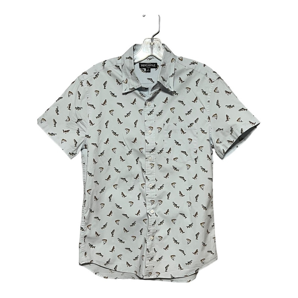 J. Crew Mercantile Flex Bass Printed Button Up Short Sleeve Shirt Small